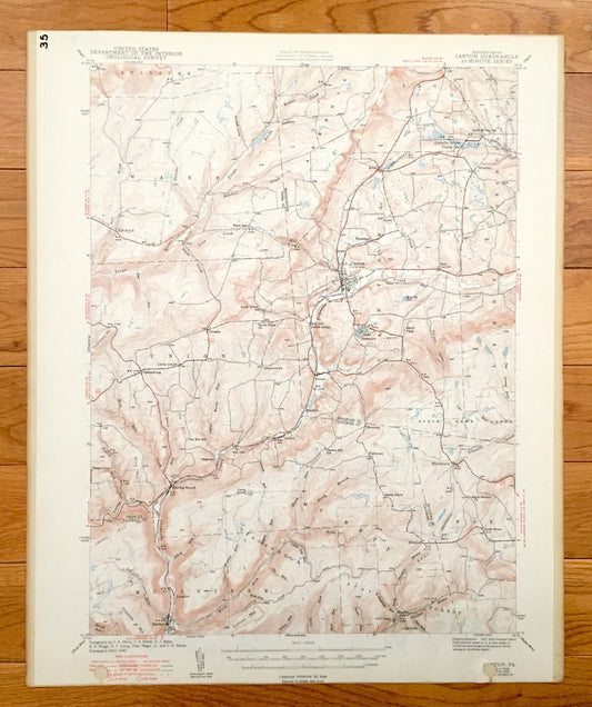 Antique Canton, Pennsylvania 1944 US Geological Survey Topographic Map - Sullivan, Ward, Armenia, Troy, Granville, Leroy, Union, McIntyre