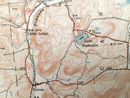 Antique Canton, Pennsylvania 1944 US Geological Survey Topographic Map - Sullivan, Ward, Armenia, Troy, Granville, Leroy, Union, McIntyre
