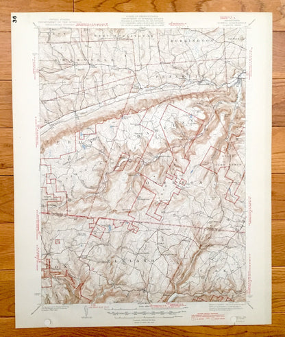 Antique Powell, Pennsylvania 1945 US Geological Survey Topographic Map – Bradford, Sullivan County, Monroe, Towanda, Burlington, Franklin PA