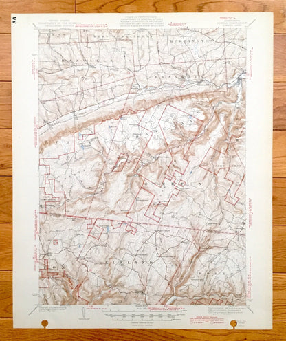 Antique Powell, Pennsylvania 1945 US Geological Survey Topographic Map – Bradford, Sullivan County, Monroe, Towanda, Burlington, Franklin PA