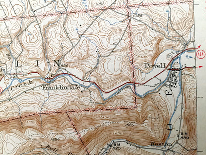 Antique Powell, Pennsylvania 1945 US Geological Survey Topographic Map – Bradford, Sullivan County, Monroe, Towanda, Burlington, Franklin PA