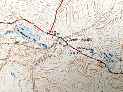 Antique Jenningsville, Pennsylvania 1947 US Geological Survey Topographic Map - Windham, Braintrim, Forkston, North Branch, Colley, Lovelton