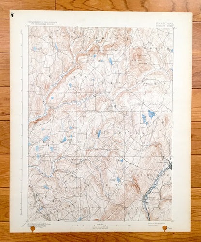 Antique Dundaff, Pennsylvania 1892 US Geological Survey Topographic Map – Harford, Gibson, Herrick, Lenox, Clifford, Benton, Greenfield, PA