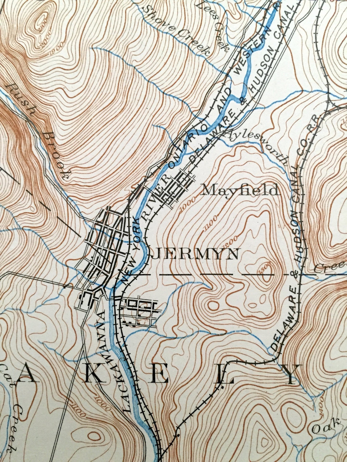 Antique Dundaff, Pennsylvania 1892 US Geological Survey Topographic Map – Harford, Gibson, Herrick, Lenox, Clifford, Benton, Greenfield, PA