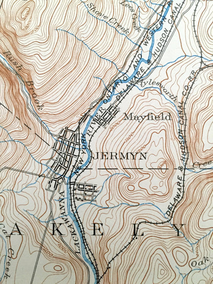 Antique Dundaff, Pennsylvania 1892 US Geological Survey Topographic Map – Harford, Gibson, Herrick, Lenox, Clifford, Benton, Greenfield, PA