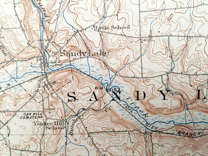 Antique Stoneboro, Pennsylvania 1913 US Geological Survey Topographic Map - Cool Spring, Jackson, Worth, Fairview, Perry, New Vernon, Wayne