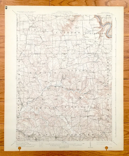 Antique Hilliards, Pennsylvania 1912 US Geological Survey Topographic Map - Washington, Cherry, Clay, Concord, Fairview, Parker, Marion