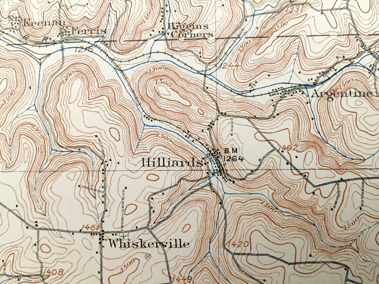 Antique Hilliards, Pennsylvania 1912 US Geological Survey Topographic Map - Washington, Cherry, Clay, Concord, Fairview, Parker, Marion