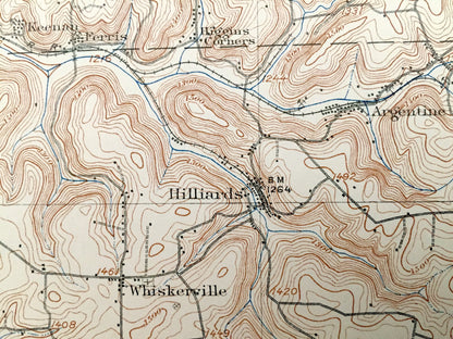 Antique Hilliards, Pennsylvania 1912 US Geological Survey Topographic Map - Washington, Cherry, Clay, Concord, Fairview, Parker, Marion