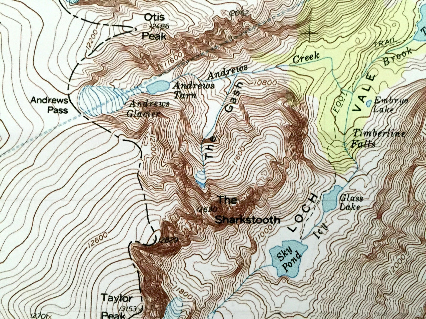 Antique McHenrys Peak, Colorado 1957 US Geological Survey Topographic Map – Rocky Mountains, Boulder, Larimer County, Spruce, Chaos Canyon