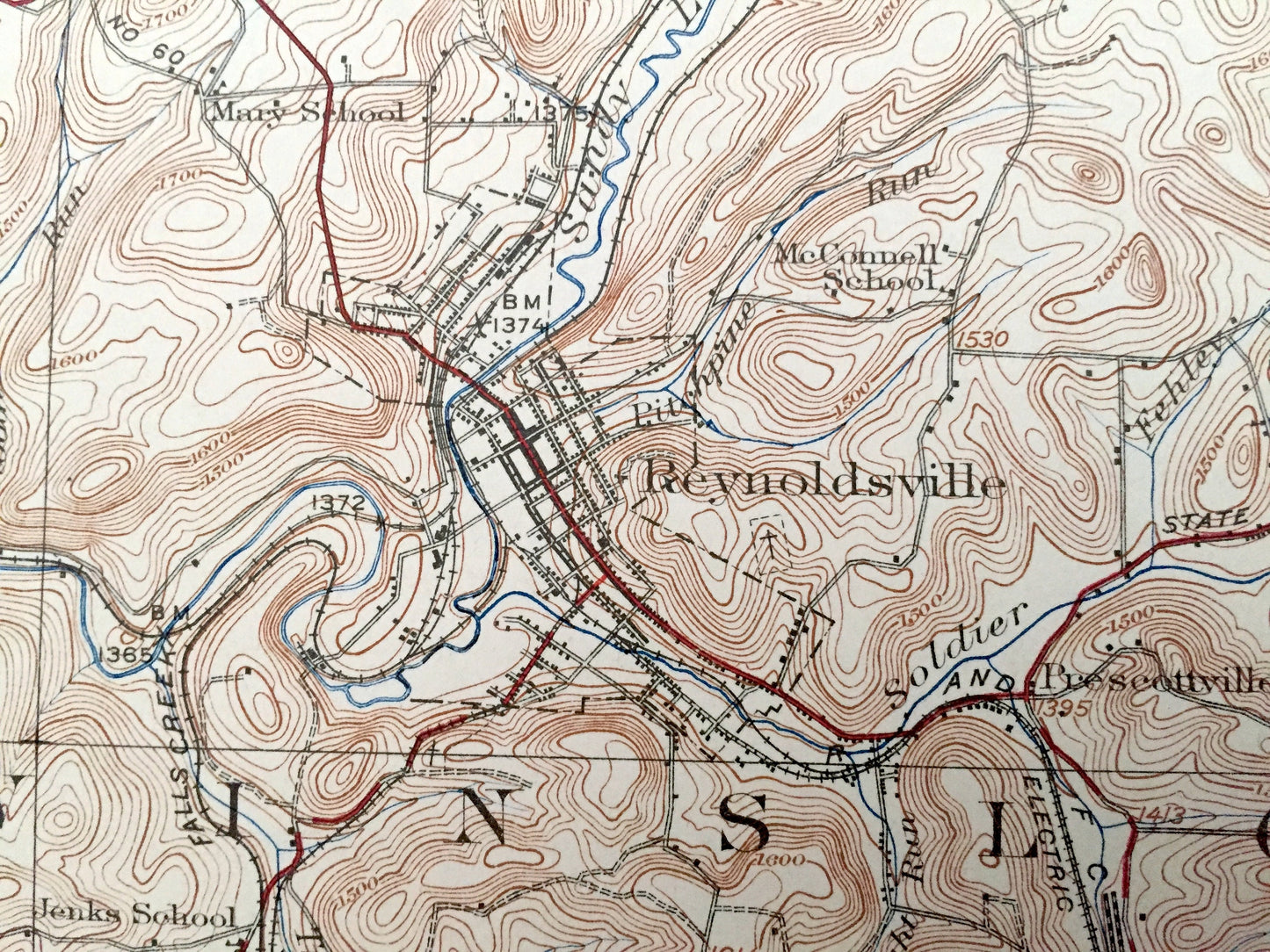 Antique Du Bois, Pennsylvania 1924 US Geological Survey Topographic Map – Clearfield, Jefferson County, Sandy, Brady, Henderson, Knox, PA