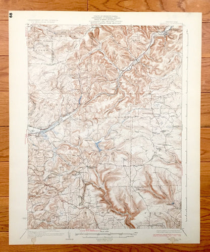 Antique Penfield, Pennsylvania 1932 US Geological Survey Topographic Map - Huston, Horton, Snyder, Sandy, Pine, Union, Pike, Bloom, Brady