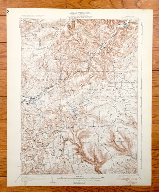 Antique Penfield, Pennsylvania 1932 US Geological Survey Topographic Map - Huston, Horton, Snyder, Sandy, Pine, Union, Pike, Bloom, Brady