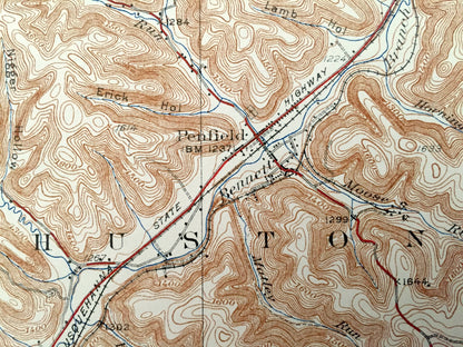 Antique Penfield, Pennsylvania 1932 US Geological Survey Topographic Map - Huston, Horton, Snyder, Sandy, Pine, Union, Pike, Bloom, Brady