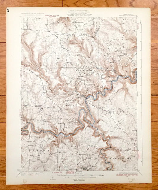 Antique Karthaus, Pennsylvania 1932 US Geological Survey Topographic Map - Graham, Cooper, Snow Shoe, Burnside, Covington, Girard, Gibson