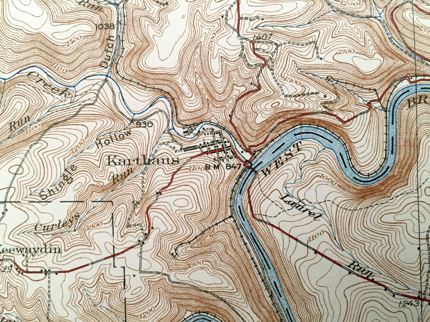 Antique Karthaus, Pennsylvania 1932 US Geological Survey Topographic Map - Graham, Cooper, Snow Shoe, Burnside, Covington, Girard, Gibson