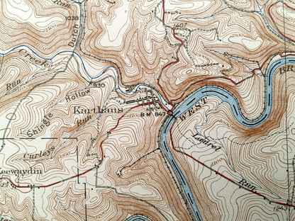 Antique Karthaus, Pennsylvania 1932 US Geological Survey Topographic Map - Graham, Cooper, Snow Shoe, Burnside, Covington, Girard, Gibson