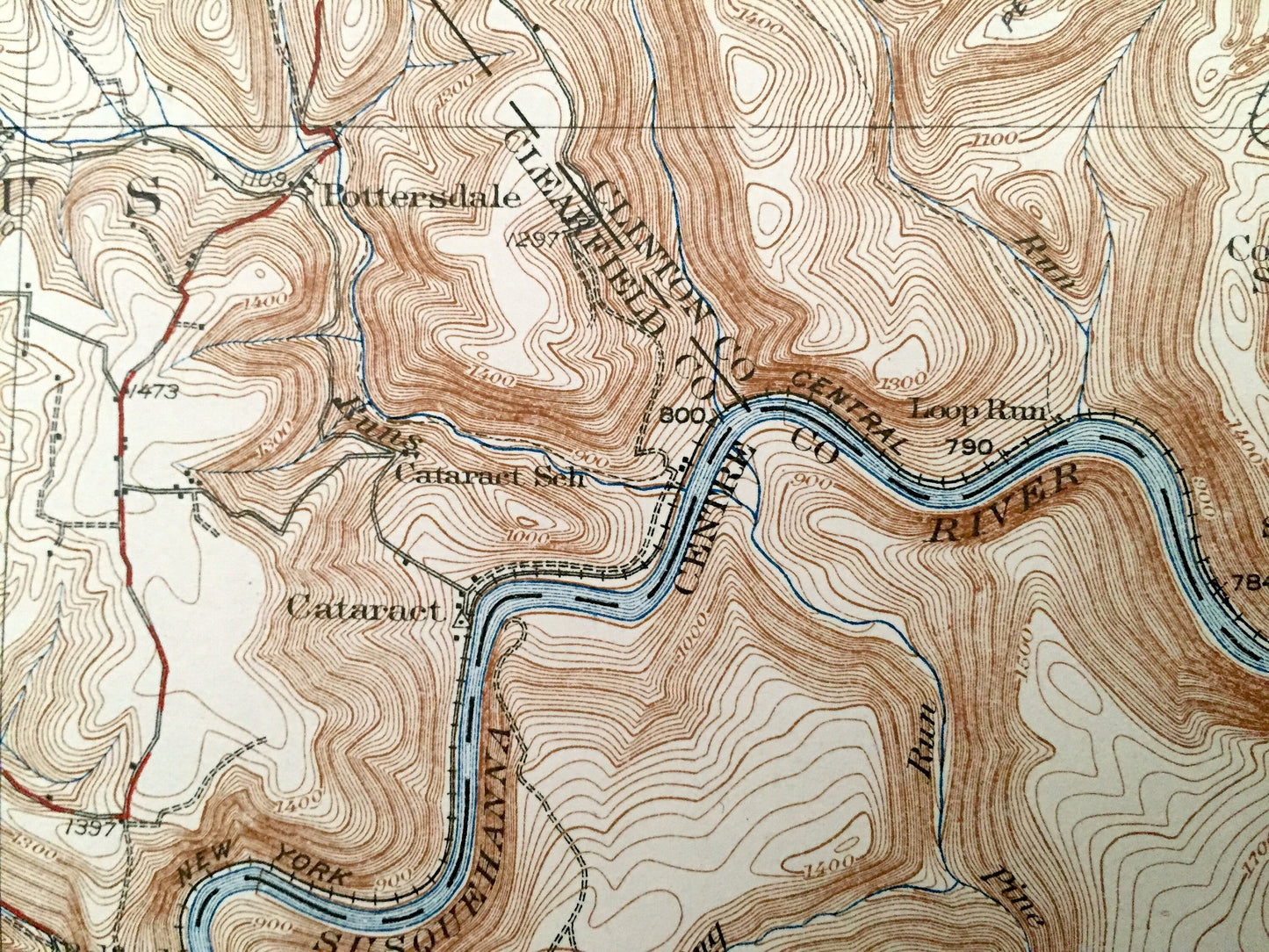 Antique Karthaus, Pennsylvania 1932 US Geological Survey Topographic Map - Graham, Cooper, Snow Shoe, Burnside, Covington, Girard, Gibson