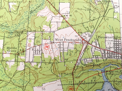Antique Fort Barrancas, Florida 1941 US Geological Survey Topographic Map – Escambia County, Seaglades, Pleasant Grove, Pensacola, Alabama