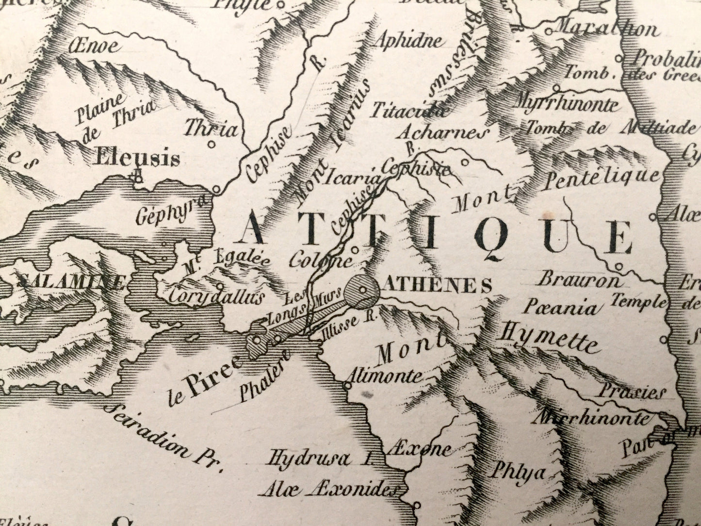 Antique 1821 Greece Map from Atlas from Barthélemy's Voyage of Anacharsis by Barbie du Bocage  – Athens, Cyclades Islands, Corinthia, Kea