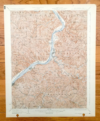 Antique New Martinsville, West Virginia 1926 US Geological Survey Topographic Map – Wetzel County, Magnolia, Brooklyn, Oak, Conaway, Goodwin