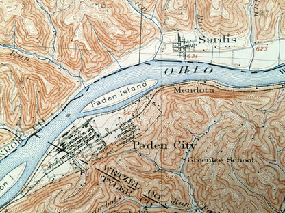 Antique New Martinsville, West Virginia 1926 US Geological Survey Topographic Map – Wetzel County, Magnolia, Brooklyn, Oak, Conaway, Goodwin