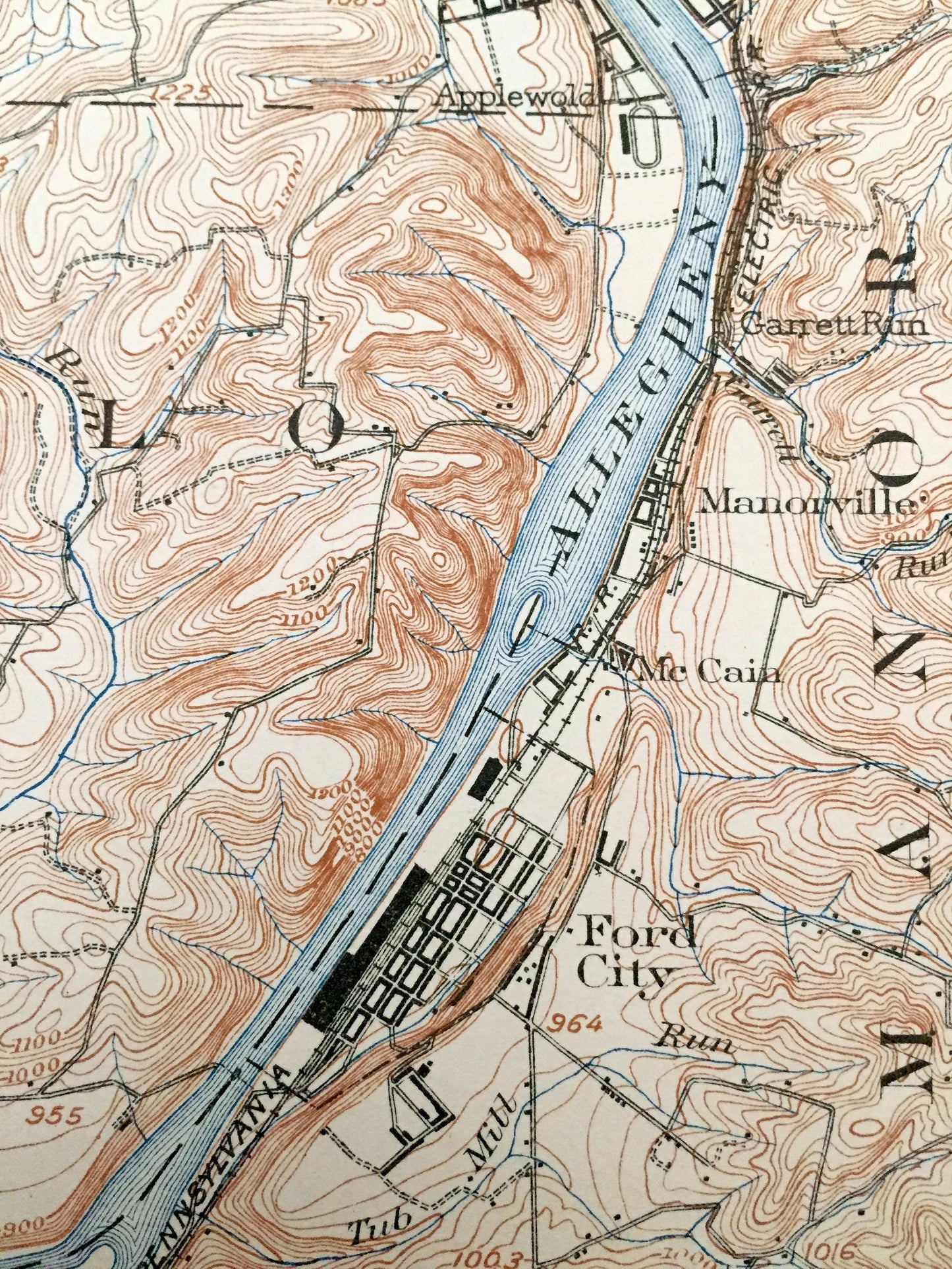 Antique Kittanning, Pennsylvania 1902 US Geological Survey Topographic Map - Fairview, Donegal, Clearfield, Rayburn, Bradys Bend, Sugarcreek