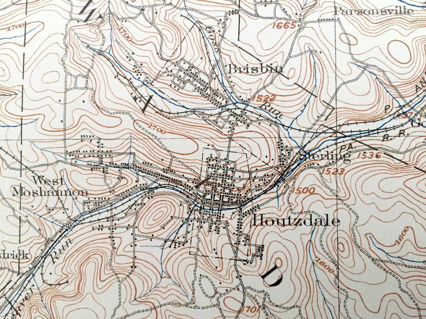 Antique Houtzdale, Pennsylvania 1905 US Geological Survey Topographic Map - Clearfield, Centre County, Pike, Bradford, Graham, Lawrence, PA