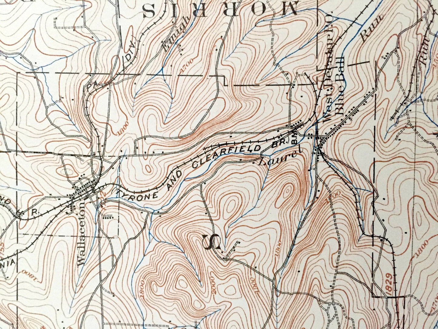 Antique Houtzdale, Pennsylvania 1905 US Geological Survey Topographic Map - Clearfield, Centre County, Pike, Bradford, Graham, Lawrence, PA
