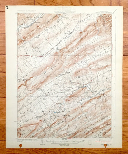 Antique Centre Hall, Pennsylvania 1929 US Geological Survey Topographic Map - Armagh, Porter, Harris, Penn, Benner, Gregg, Miles, Walker, PA