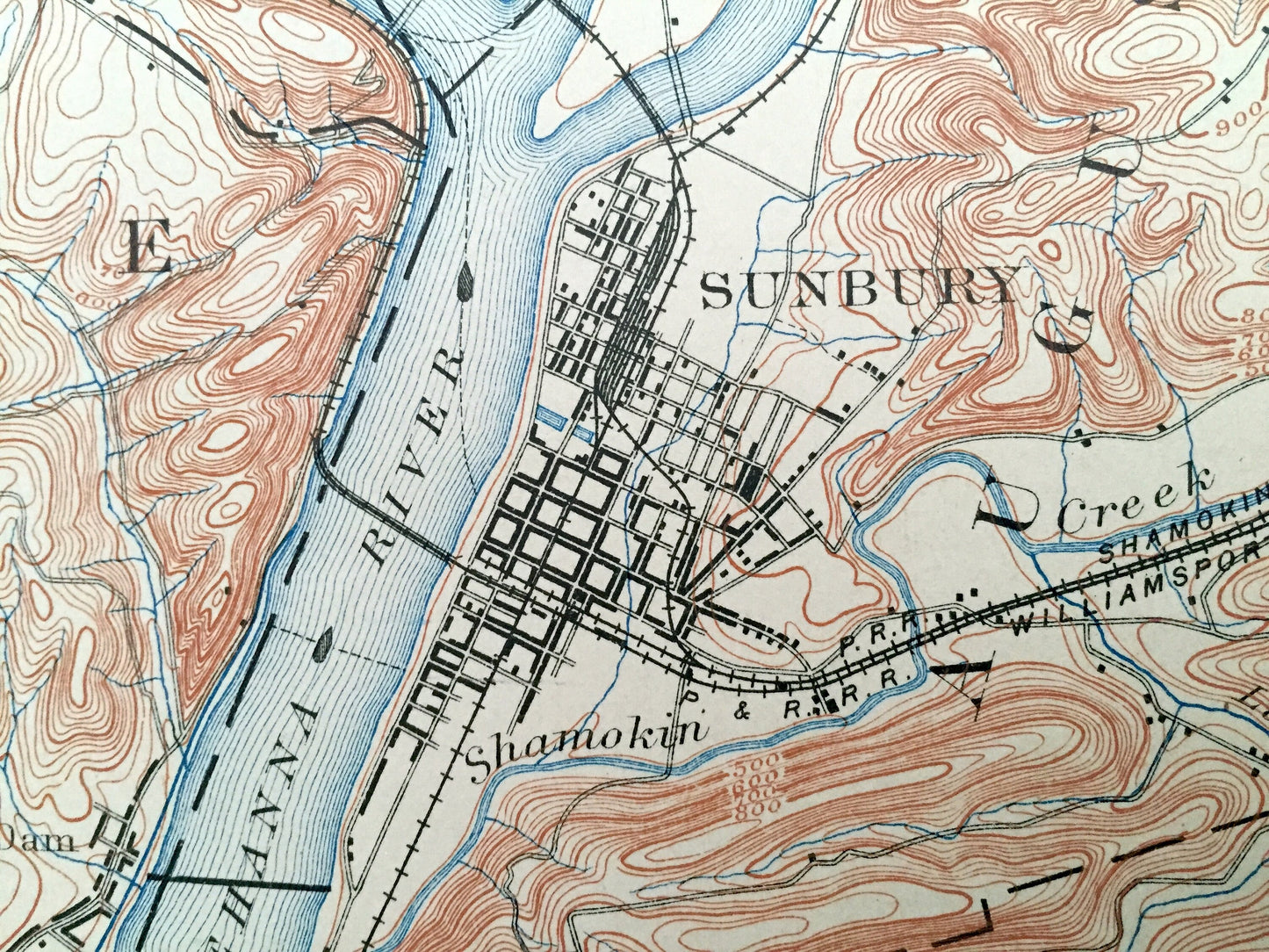 Antique Sunbury, Pennsylvania 1893 US Geological Survey Topographic Map - Augusta, Monroe, Union, Limestone, Jackson, Washington, Liberty PA