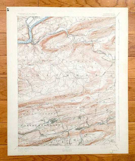 Antique Catawissa, Pennsylvania 1894 US Geological Survey Topographic Map – Columbia, Northumberland, Schuylkill County, Mount Carmel, PA