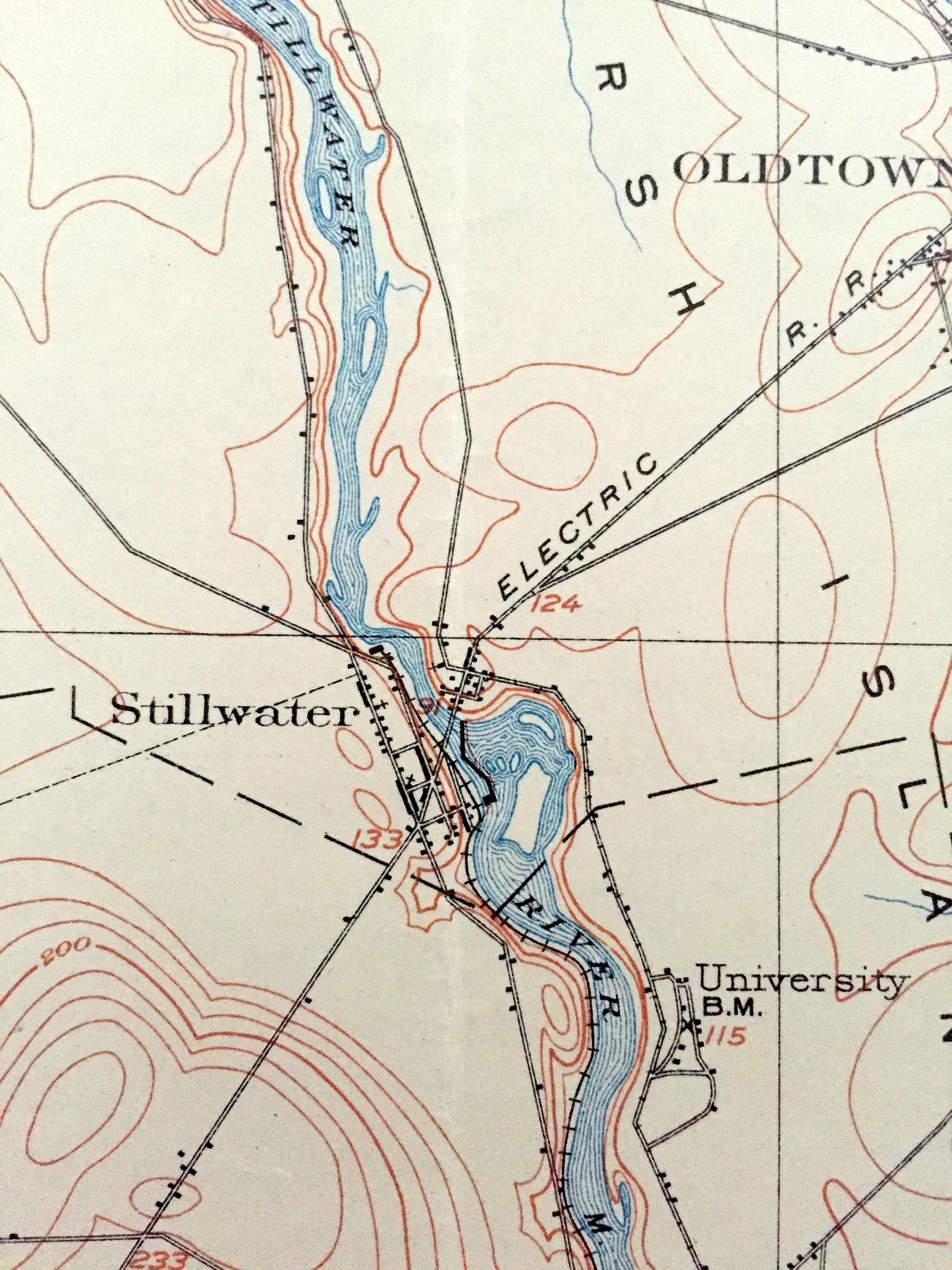 Antique Orono & Old Town, Maine 1902 US Geological Survey Topographic Map – Penobscot County, University of, Bradley, Clifton, Bangor, ME