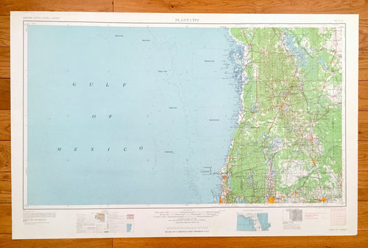Antique Plant City, Florida 1964 US Geological Survey Topographic Map – Tampa, Dunedin, New Port Richey, Zephyrhillis, Dade City, Wildwood