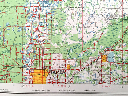 Antique Plant City, Florida 1964 US Geological Survey Topographic Map – Tampa, Dunedin, New Port Richey, Zephyrhillis, Dade City, Wildwood