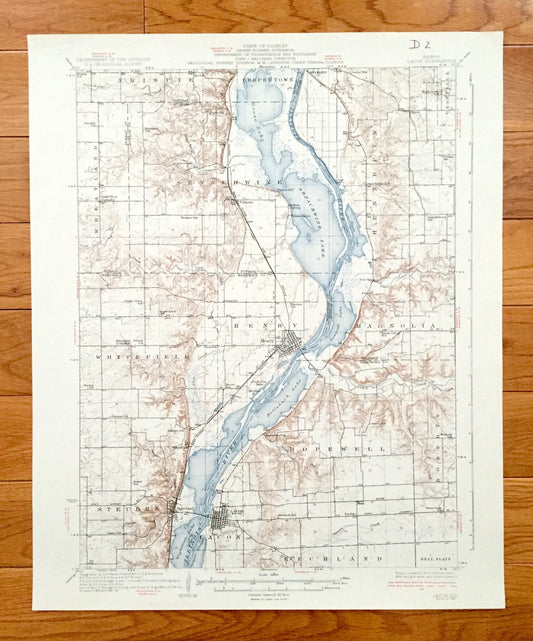 Antique Lacon, Illinois 1937 US Geological Survey Topographic Map – Henry, Sparland, Senachwine, Putnam, Bureau, Marshall, Magnolia, Steuben