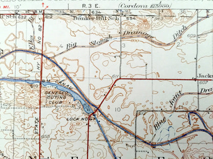Antique Geneseo, Illinois 1934 US Geological Survey Topographic Map – Atkinson, Cambridge, Andover, Edford, Hanna, Cornwall, Henry County IL