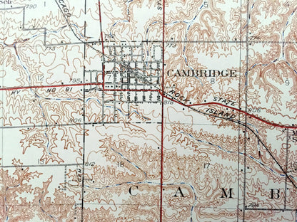Antique Geneseo, Illinois 1934 US Geological Survey Topographic Map – Atkinson, Cambridge, Andover, Edford, Hanna, Cornwall, Henry County IL