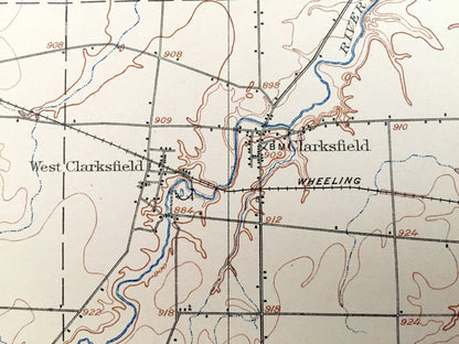 Antique New London, Ohio 1908 US Geological Survey Topographic Map - Greenwich, Ruggles, Troy, Sullivan, Rochester, Fitchville, Clarksfield