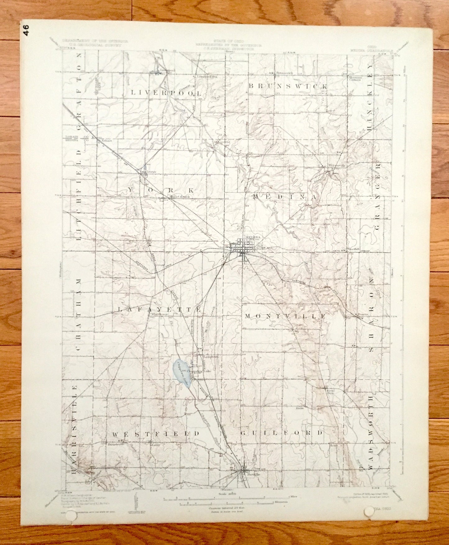 Antique Medina, Ohio 1906 US Geological Survey Topographic Map – Lorain County, Grafton, Liverpool, Brunswick, Hinckley, Litchfield, York OH