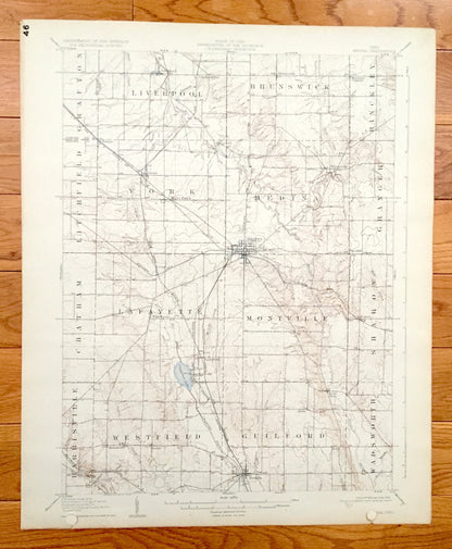 Antique Medina, Ohio 1906 US Geological Survey Topographic Map – Lorain County, Grafton, Liverpool, Brunswick, Hinckley, Litchfield, York OH
