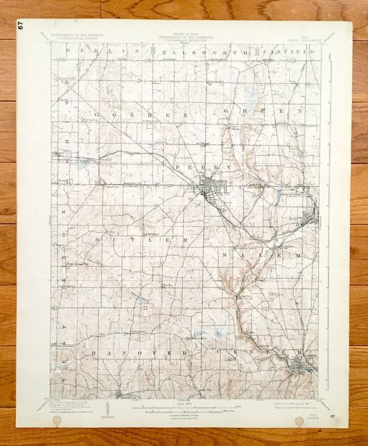 Antique Lisbon, Ohio 1909 US Geological Survey Topographic Map - Mahoning, Columbiana County, Smith, Berlin, Goshen, Green, Butler, Salem OH