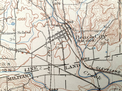 Antique Navarre, Ohio 1914 US Geological Survey Topographic Map - Perry, Bethlehem, Tuscarawas, Sugar Creek, Paint, Wayne, Franklin, Dover