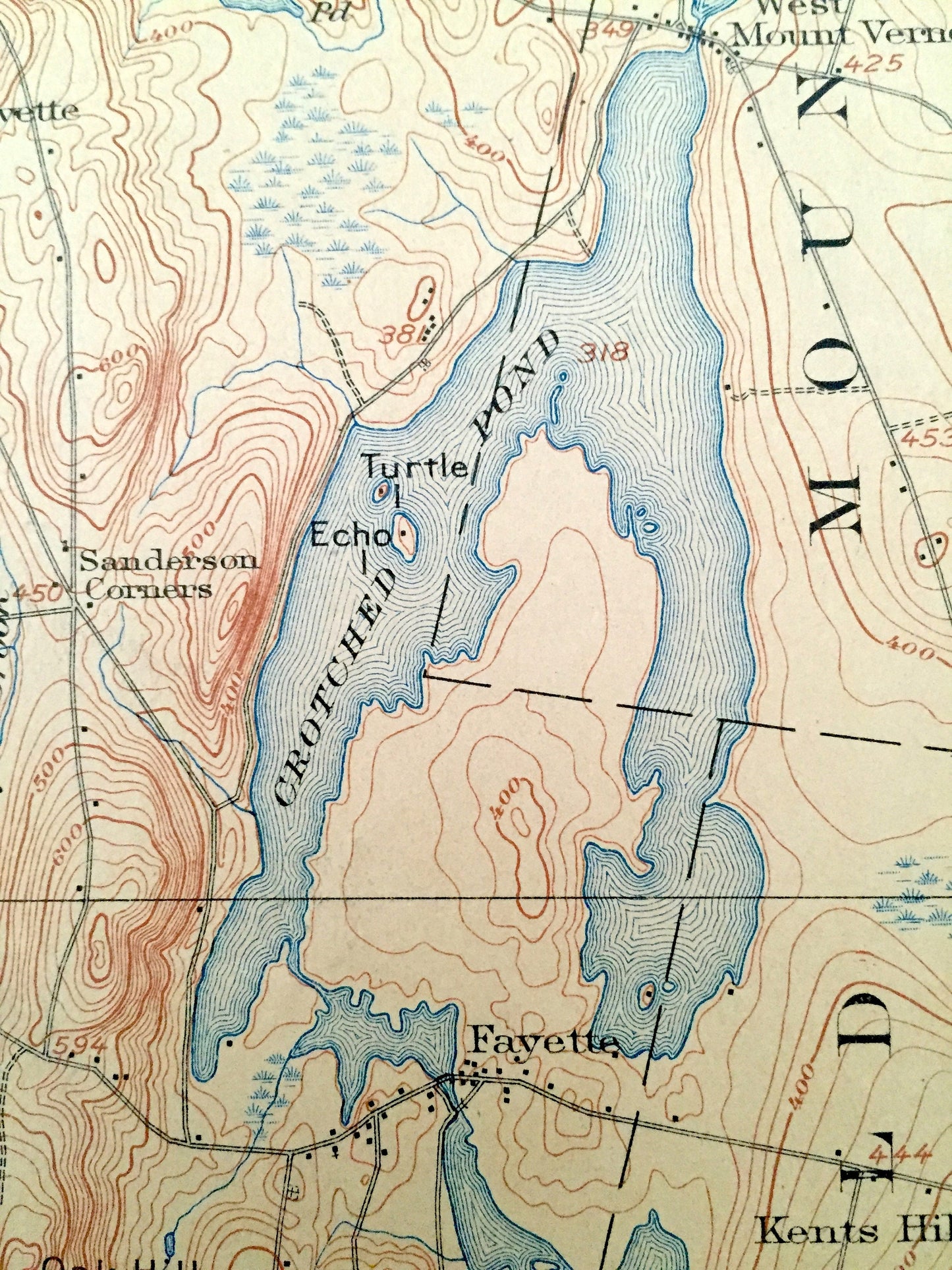 Antique Livermore Falls, Maine 1912 US Geological Survey Topographic Map – Androscoggin River & Lake, Wayne, Leeds, Fayette, Mount Vernon