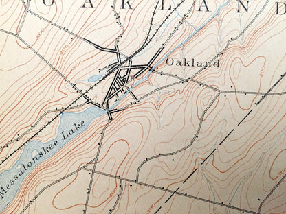 Antique Waterville, Maine 1892 US Geological Survey Topographic Map – Skowhegan, Fairfield, Benton, Oakland, Somerset Kennebec Colby College