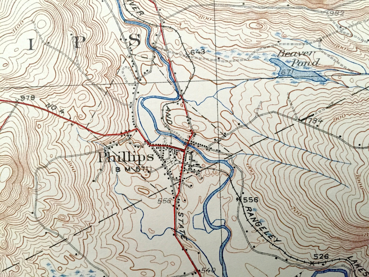Antique Phillips, Maine 1932 US Geological Survey Topographic Map – Franklin County, Redington, Mt Abraham, Madrid, Salem, Avon, Berlin, ME