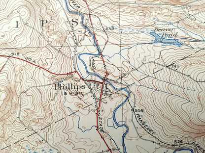 Antique Phillips, Maine 1932 US Geological Survey Topographic Map – Franklin County, Redington, Mt Abraham, Madrid, Salem, Avon, Berlin, ME