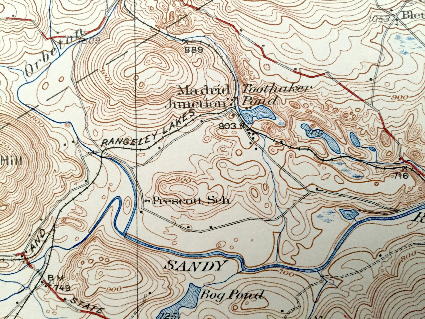 Antique Phillips, Maine 1932 US Geological Survey Topographic Map – Franklin County, Redington, Mt Abraham, Madrid, Salem, Avon, Berlin, ME