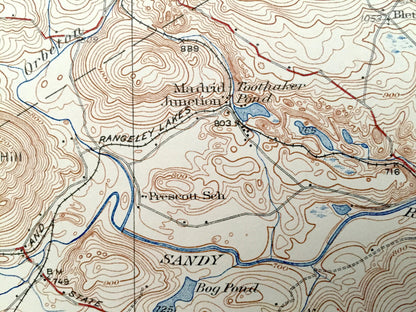 Antique Phillips, Maine 1932 US Geological Survey Topographic Map – Franklin County, Redington, Mt Abraham, Madrid, Salem, Avon, Berlin, ME