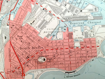 Antique Boston, Massachusetts 1956 US Geological Survey Topographic Map – Quincy, Cambridge, Somerville, Jamaica Plain, Dorchester Milton MA